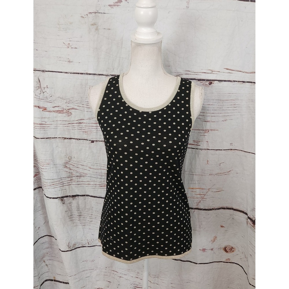 Exclusively Misook Metallic Gold Polka Dot Sleeveless Top Size XS
